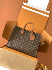 (Pre-Order) Louis Vuitton OnTheGo MM – Monogram Canvas (Brown Handles) (Replica)