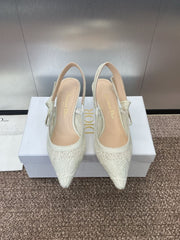 (Pre-Order) Christian Dior-Inspired Embroidered Slingback Heels (Replica)