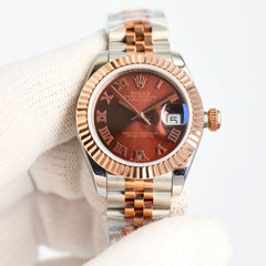 Rolex Datejust 28mm – Two-Tone Rose Gold & Silver with Chocolate Roman Dial