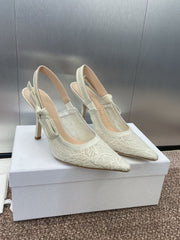 (Pre-Order) Christian Dior-Inspired Embroidered Slingback Heels (Replica)