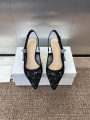 (Pre-Order) Christian Dior-Inspired Embroidered Slingback Heels (Replica)
