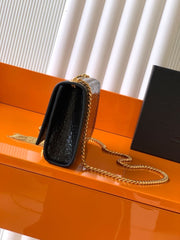 (Pre-Order) YSL Kate Small Black Crocodile Embossed Tassel Bag (Replica)