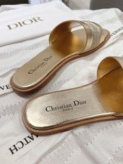 (Pre-Order) Christian Dior-Inspired Metallic Gold Slides (Replica)