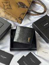 (Pre-Order) YSL Men’s Black Crocodile Bi-Fold Wallet (Replica)