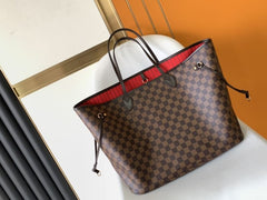 (Pre-Order) Louis Vuitton Neverfull GM – Damier Ebene (Red Interior) (Replica)