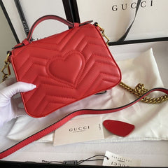 (Pre-Order) GUCCI Calfskin Matelasse Mini GG Marmont Top Handle Shoulder Bag (Replica)