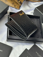(Pre-Order) YSL Men’s Black Crocodile Bi-Fold Wallet (Replica)