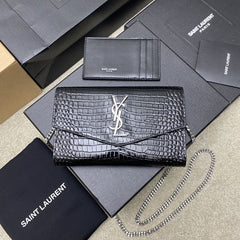 (Pre-Order) YSL Uptown Mini Envelope Bag – Croc Embossed (Replica)