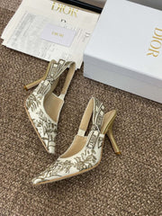 (Pre-Order) Christian Dior-Inspired Embroidered Slingback Heels (Replica)
