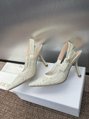 (Pre-Order) Christian Dior-Inspired Embroidered Slingback Heels (Replica)