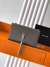 (Pre-Order) YSL Medium Envelope Croc Chain Bag with Tassel (Grey) (Replica)