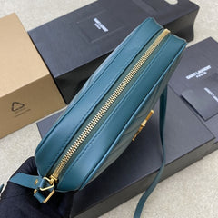 (Pre-Order) YSL Lou Camera Bag – Teal with Gold Hardware (Replica)