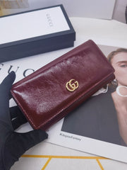 (Pre-Order) Glossy Long Gucci Wallet – Available in Beige, Red, Blue, Burgundy & Black (Replica)