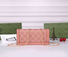 (Pre-Order) GG Pink Monogram Chain Wallet (Replica)