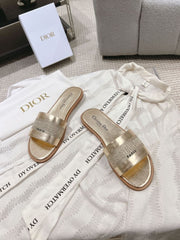 (Pre-Order) Christian Dior-Inspired Metallic Gold Slides (Replica)