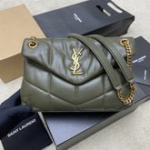 (Pre-Order) Saint Laurent Puffer Medium Chain Bag – Olive Green (Replica)