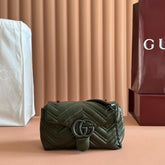 (Pre-Order) Gucci GG Marmont Super Mini Matelassé Shoulder Bag – Olive Green (Replica)