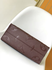(Pre-Order) Louis Vuitton OnTheGo MM – Burgundy Embossed Monogram (Replica)