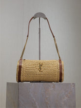 (Pre-Order) YSL Crochet Barrel Shoulder Bag – Beige & Brown (Replica)