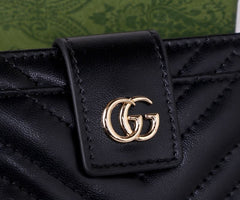 (Pre-Order) GG Quilted Leather Wallet – Compact Trifold Design (Replica)