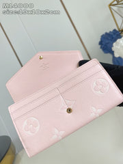 (Pre-Order) Louis Vuitton Sarah Wallet – Light Pink Monogram Empreinte (Replica)