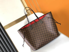 (Pre-Order) Louis Vuitton Neverfull GM – Damier Ebene (Red Interior) (Replica)