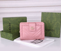 (Pre-Order) GG Quilted Leather Wallet – Compact Trifold Design (Replica)