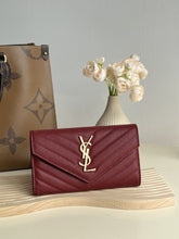 (Pre-Order) Saint Laurent Envelope Wallet – Burgundy (Gold Hardware) (Replica)