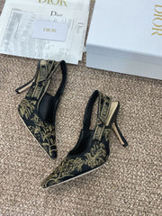 (Pre-Order) Christian Dior-Inspired Embroidered Slingback Heels (Replica)