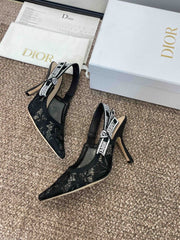 (Pre-Order) Christian Dior-Inspired Embroidered Slingback Heels (Replica)