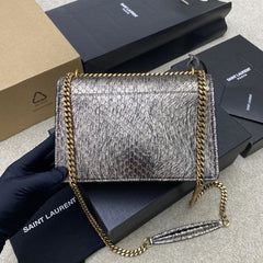(Pre-Order) YSL Sunset Croc-Embossed Chain Bag – Golden Snake Pattern (Replica)