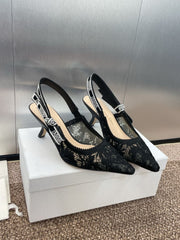 (Pre-Order) Christian Dior-Inspired Embroidered Slingback Heels (Replica)