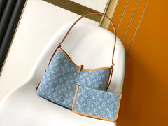 (Pre-Order) Louis Vuitton CarryAll PM – Blue Monogram Denim with Natural Leather Trim (Replica)