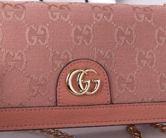 (Pre-Order) GG Pink Monogram Chain Wallet (Replica)