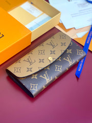 (Pre-Order) Louis Vuitton Monogram Canvas Long Wallet (Beige Flap) (Replica)