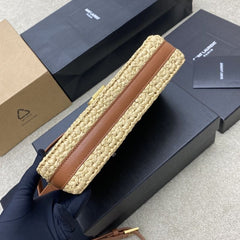 (Pre-Order) YSL Raffia Crossbody Bag – Natural/Gold (Replica)