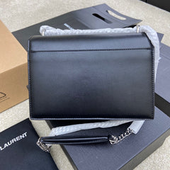 (Pre-Order) YSL Sunset Medium Bag – Black with Silver Hardware (Replica)