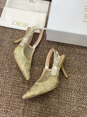 (Pre-Order) Christian Dior-Inspired Embroidered Slingback Heels (Replica)