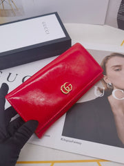 (Pre-Order) Glossy Long Gucci Wallet – Available in Beige, Red, Blue, Burgundy & Black (Replica)