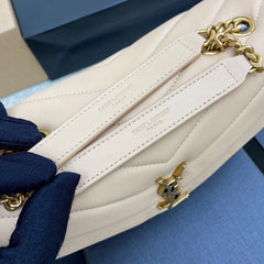 (Pre-Order) YSL LouLou Medium Chain Bag – Beige (Gold Hardware) (Replica)