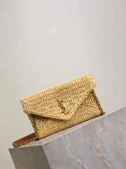 (Pre-Order) YSL Raffia Mini Envelope Bag – Natural (Replica)
