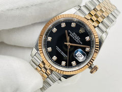 (Pre-Order) Rolex Datejust 41mm – Black Dial with Diamond Markers (Replica)