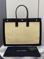 (Pre-Order) Saint Laurent Rive Gauche Straw & Canvas Tote (48CM) (Replica)