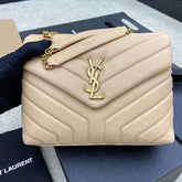 (Pre-Order) YSL LouLou Medium Chain Bag – Beige (Gold Hardware) (Replica)