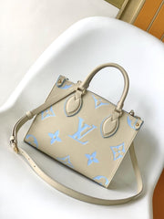 (Pre-Order) Louis Vuitton OnTheGo PM – Beige with Blue Monogram (Replica)