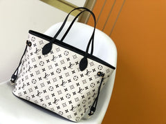 (Pre-Order) Louis Vuitton Neverfull MM – Black Monogram with Pink Tag (Replica)