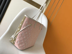 (Pre-Order) Louis Vuitton Neverfull MM – Khaki Green Monogram with Pink Interior (Replica)