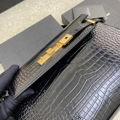 (Pre-Order) YSL Manhattan Baguette Bag – Black Croc Embossed (Replica)