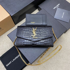 (Pre-Order) YSL Uptown Mini Envelope Bag – Croc Embossed (Replica)