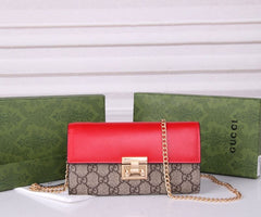 (Pre-Order) Gucci Padlock Chain Wallet – Available in Black or Red (Replica)